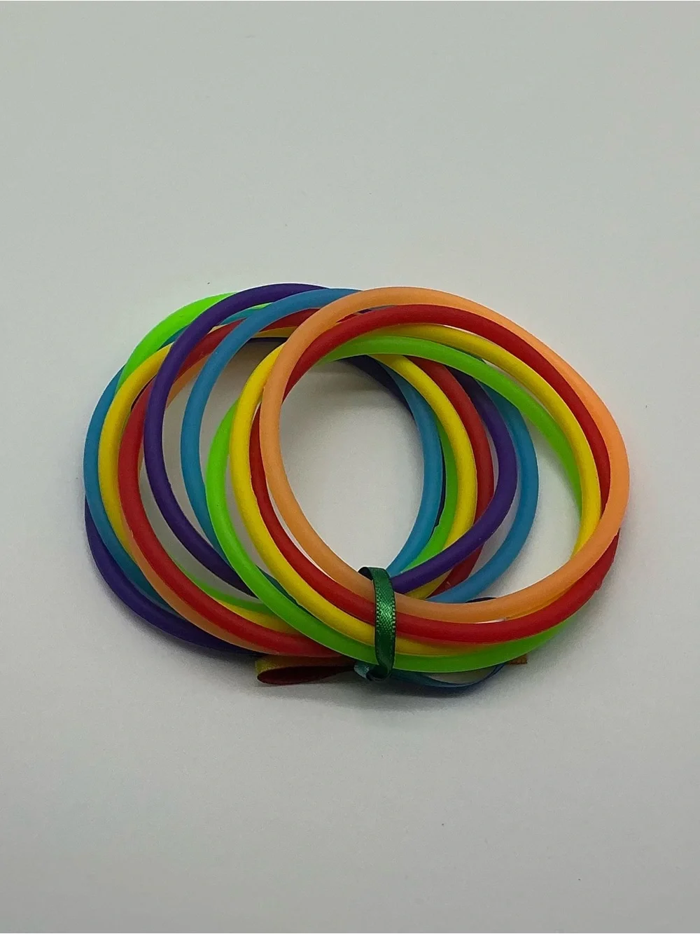 Green and Rainbow 80s Barrettes & 12 Rainbow Jelly Bracelets
